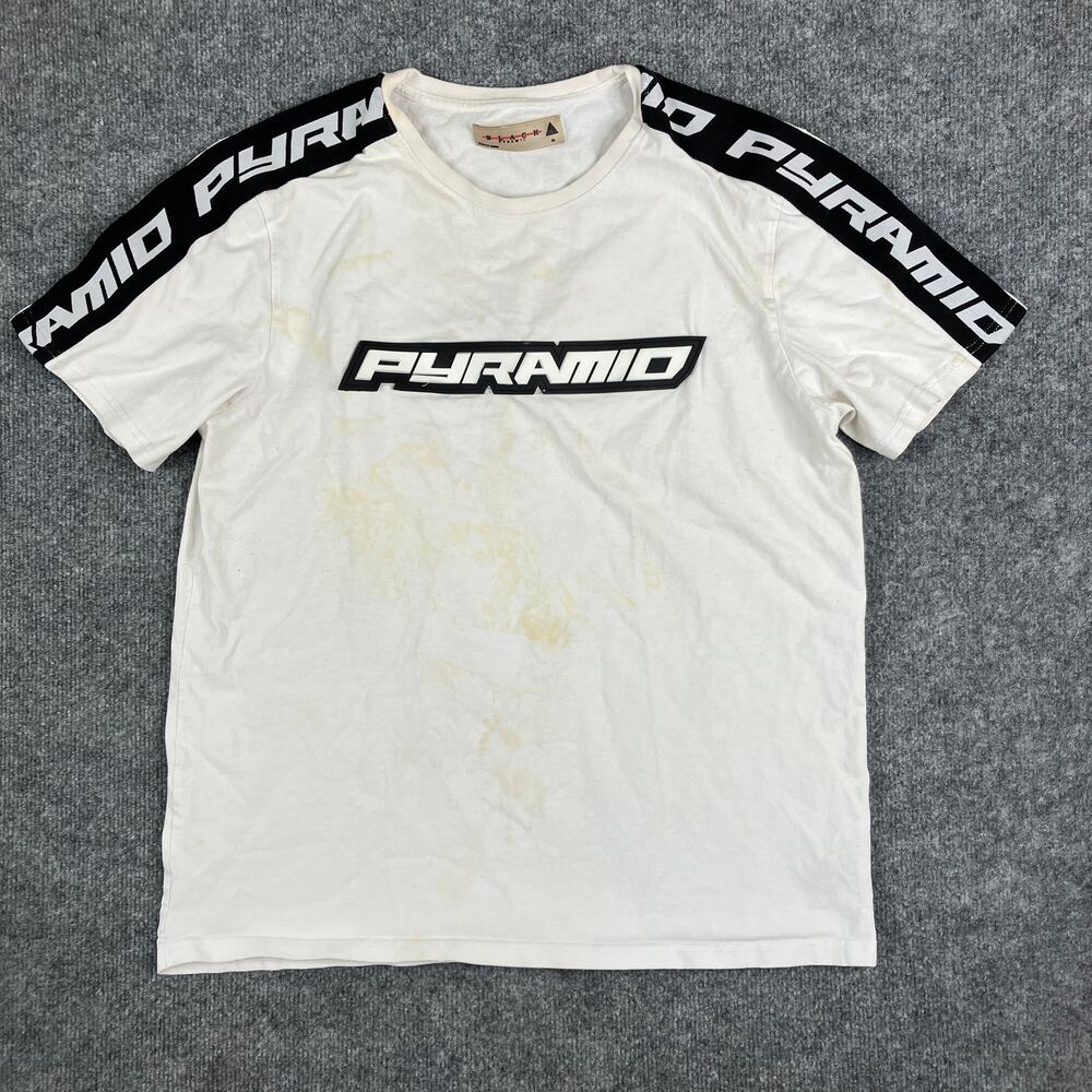 Black Pyramid‎ T-Shirt Mens  XL White Graphic Logo Streetwear Short Sleeve